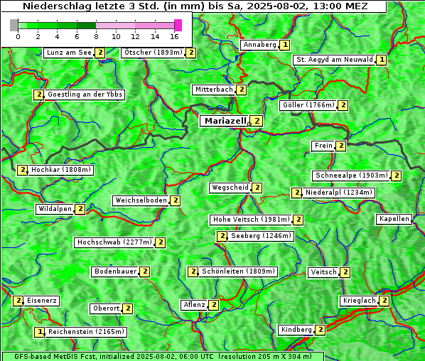 Niederschlag, 2. 8. 2025