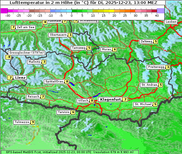 Temperatur, 23. 12. 2025