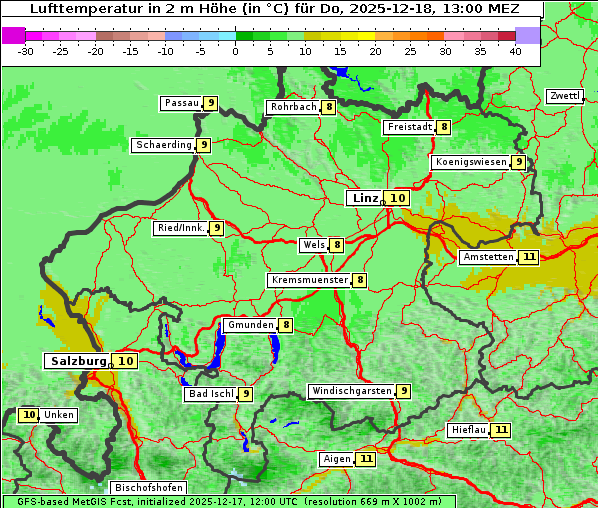 Temperatur, 18. 12. 2025