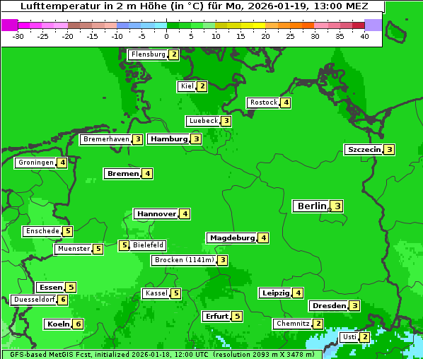 Temperatur, 19. 1. 2026