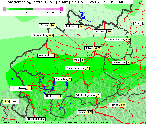 Niederschlag, 17. 7. 2025