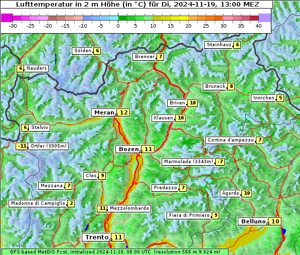 Temperatur, 19. 11. 2024