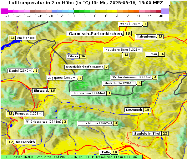 Temperatur, 16. 6. 2025