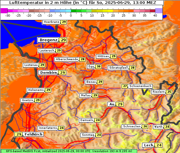 Temperatur, 29. 6. 2025