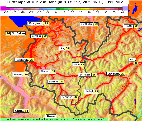 Temperatur, 14. 6. 2025
