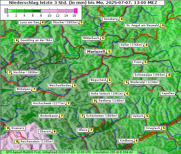 Niederschlag, 7. 7. 2025