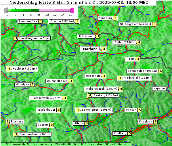 Niederschlag, 8. 7. 2025