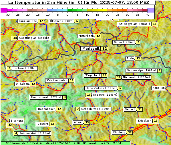 Temperatur, 7. 7. 2025