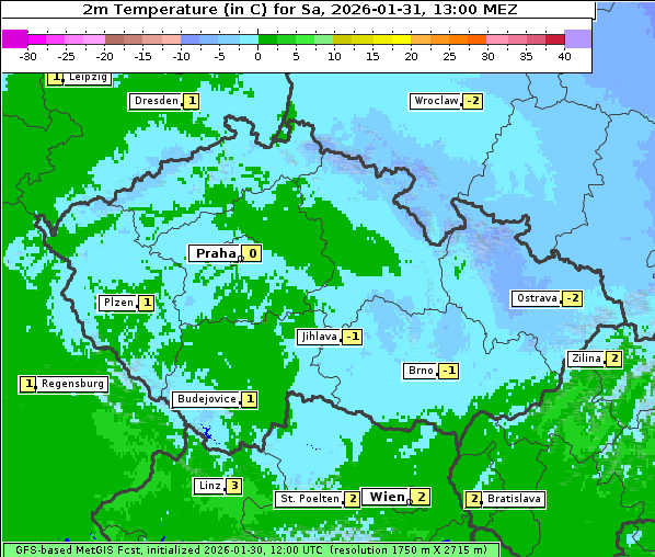 Temperatur, 31. 1. 2026