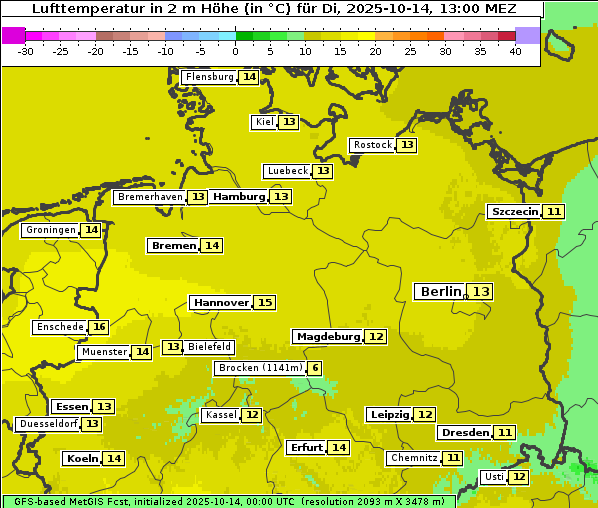 Temperatur, 14. 10. 2025