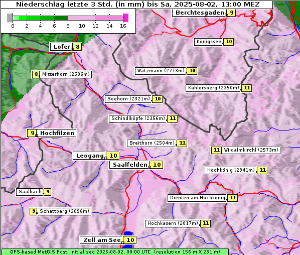 Niederschlag, 2. 8. 2025