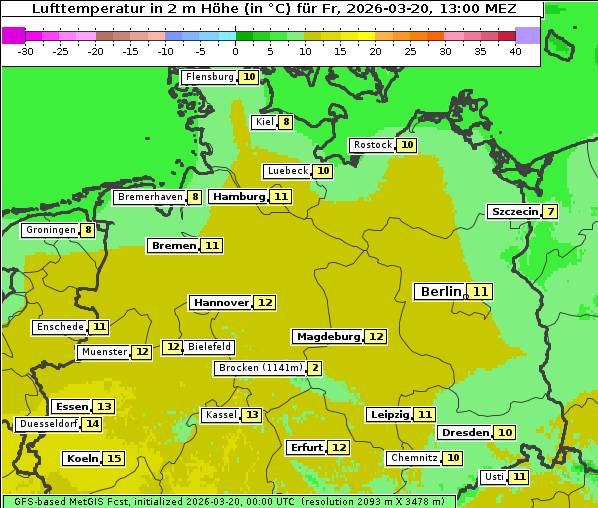 Temperatur, 20. 3. 2026