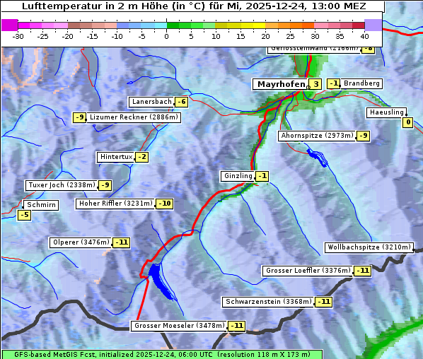 Temperatur, 24. 12. 2025