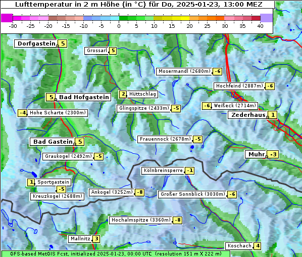 Temperatur, 23. 1. 2025