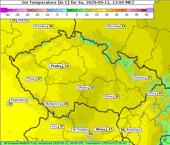 Temperatur, 11. 5. 2025