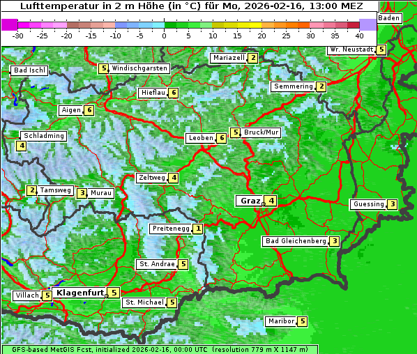 Temperatur, 16. 2. 2026