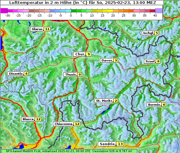 Temperatur, 23. 2. 2025