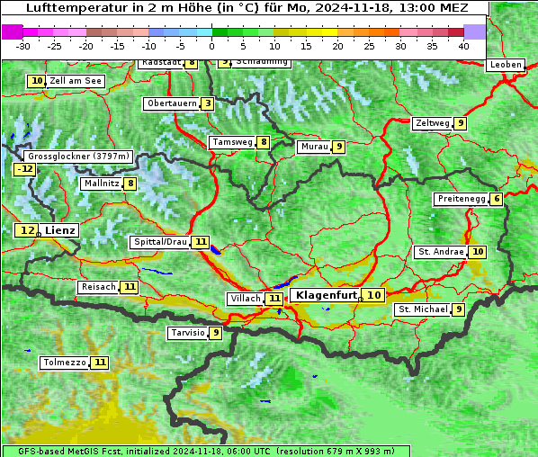 Temperatur, 18. 11. 2024