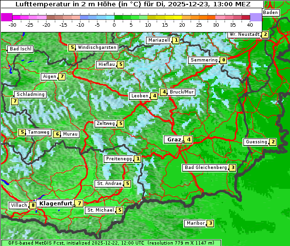 Temperatur, 23. 12. 2025