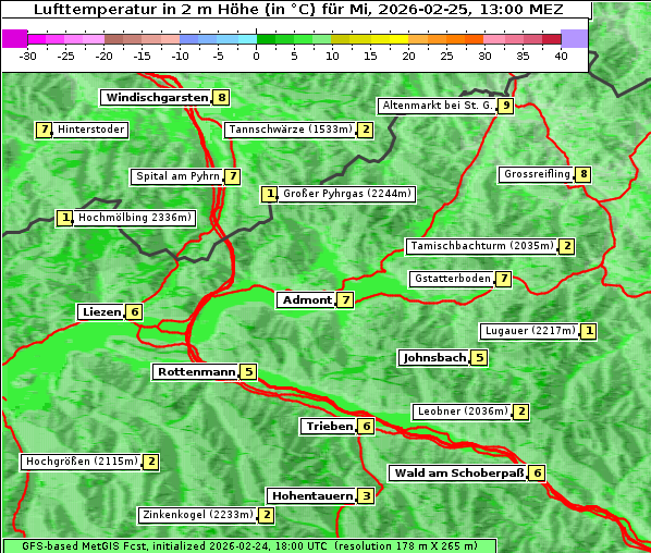Temperatur, 25. 2. 2026