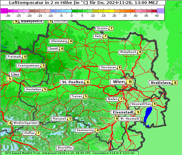 Temperatur, 28. 11. 2024