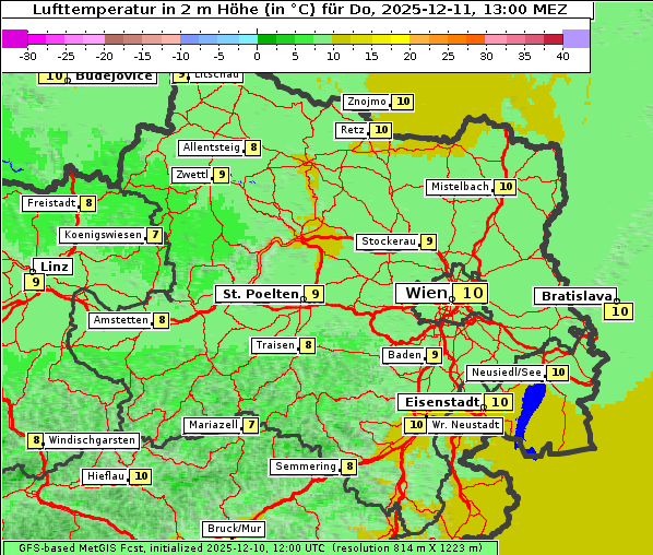 Temperatur, 11. 12. 2025