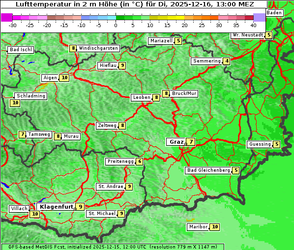 Temperatur, 16. 12. 2025