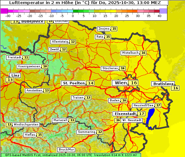 Temperatur, 30. 10. 2025