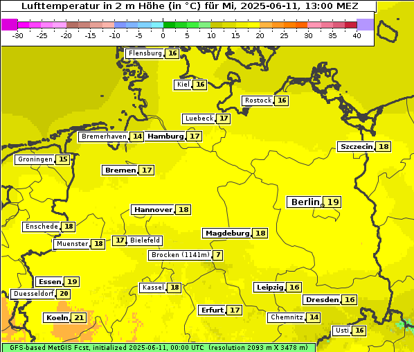 Temperatur, 11. 6. 2025