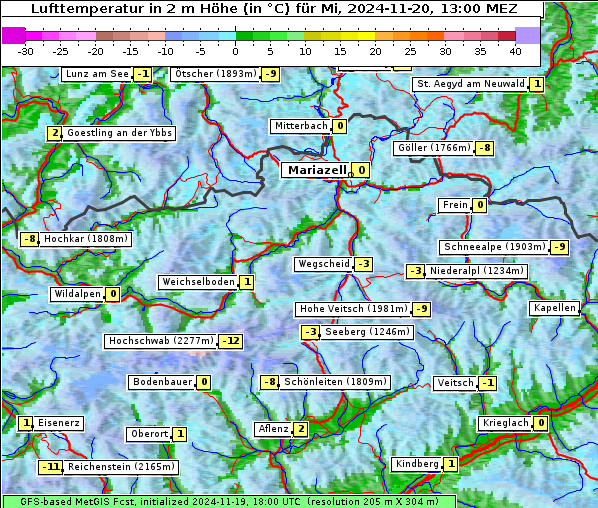 Temperatur, 20. 11. 2024