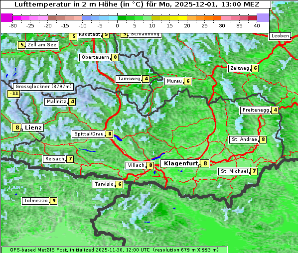 Temperatur, 1. 12. 2025