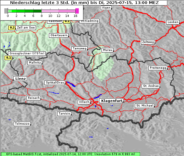 Niederschlag, 15. 7. 2025