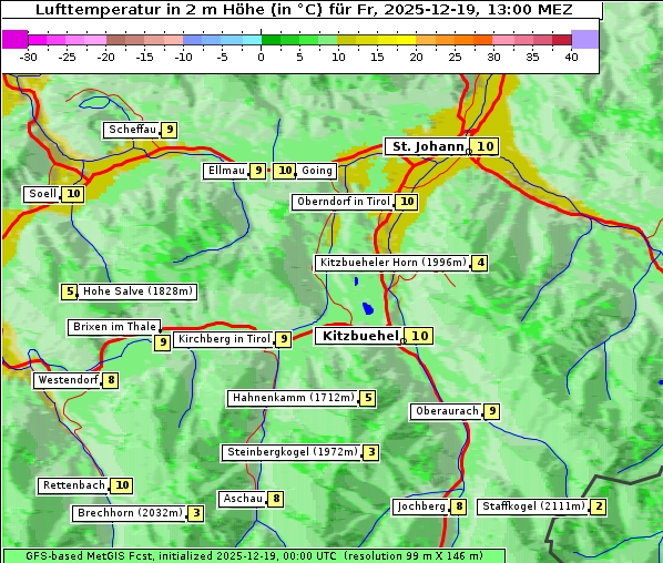 Temperatur, 19. 12. 2025