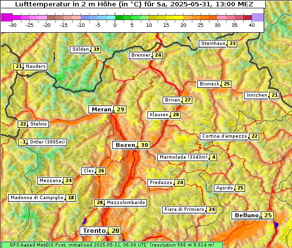 Temperatur, 31. 5. 2025