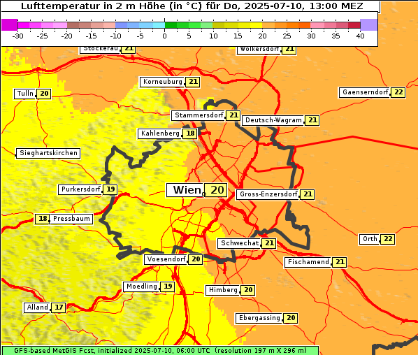 Temperatur, 10. 7. 2025