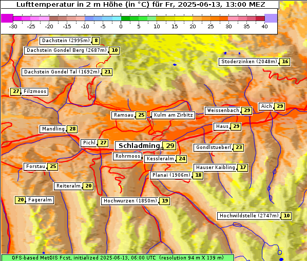 Temperatur, 13. 6. 2025