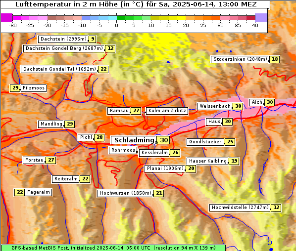Temperatur, 14. 6. 2025