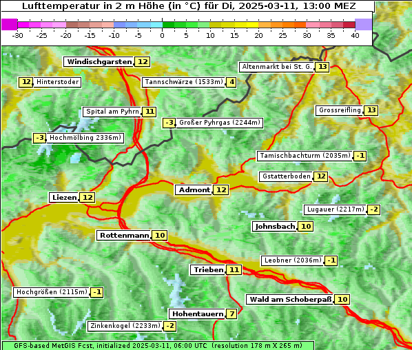 Temperatur, 11. 3. 2025