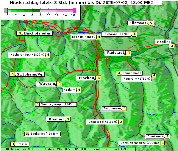 Niederschlag, 8. 7. 2025