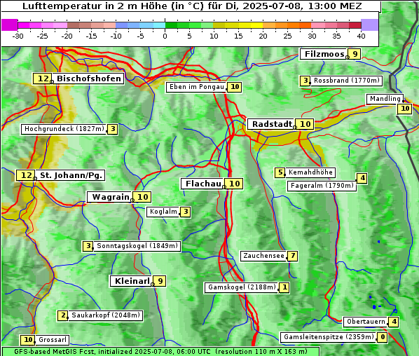 Temperatur, 8. 7. 2025