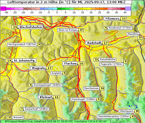 Temperatur, 17. 9. 2025