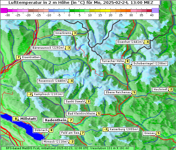 Temperatur, 24. 2. 2025