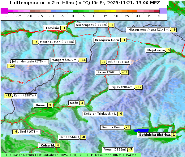 Temperatur, 21. 11. 2025