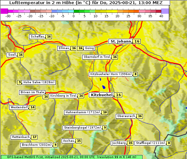 Temperatur, 21. 8. 2025