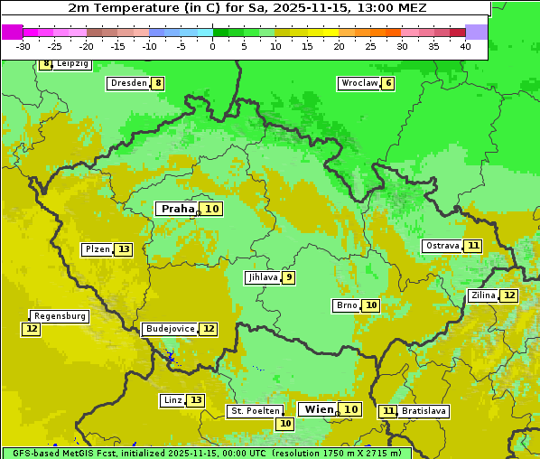 Temperatur, 15. 11. 2025