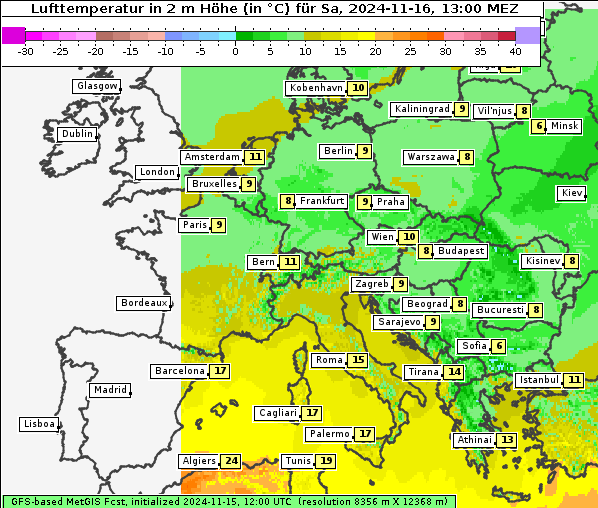 Temperatur, 16. 11. 2024