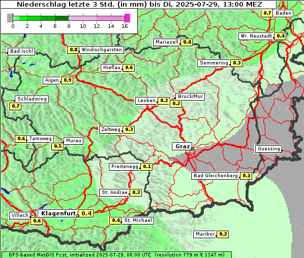 Niederschlag, 29. 7. 2025