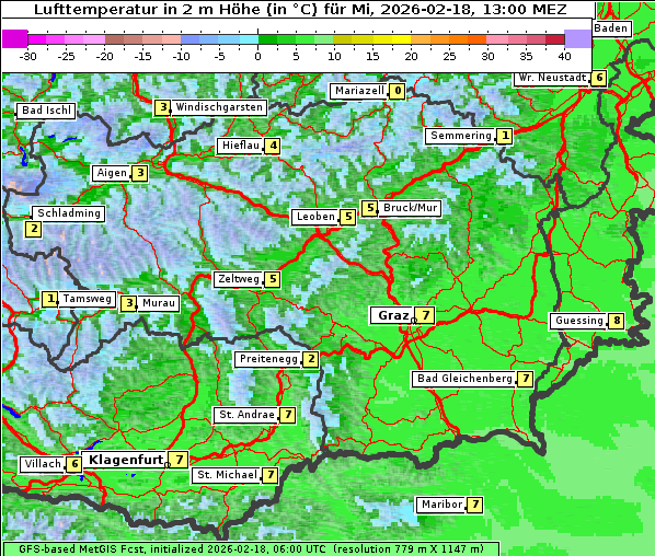 Temperatur, 18. 2. 2026