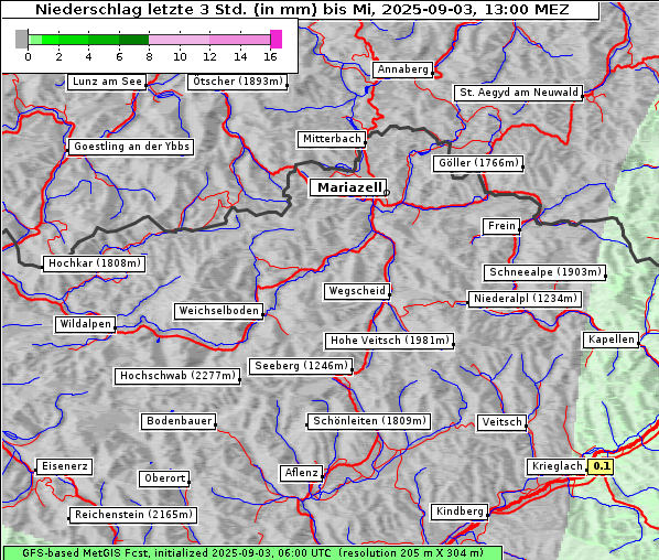 Niederschlag, 3. 9. 2025