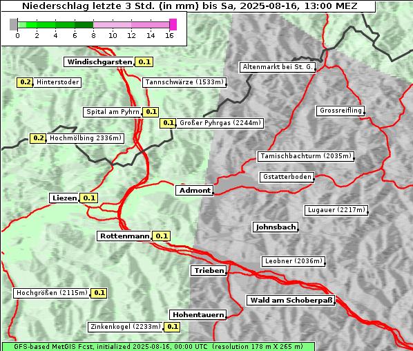 Niederschlag, 16. 8. 2025